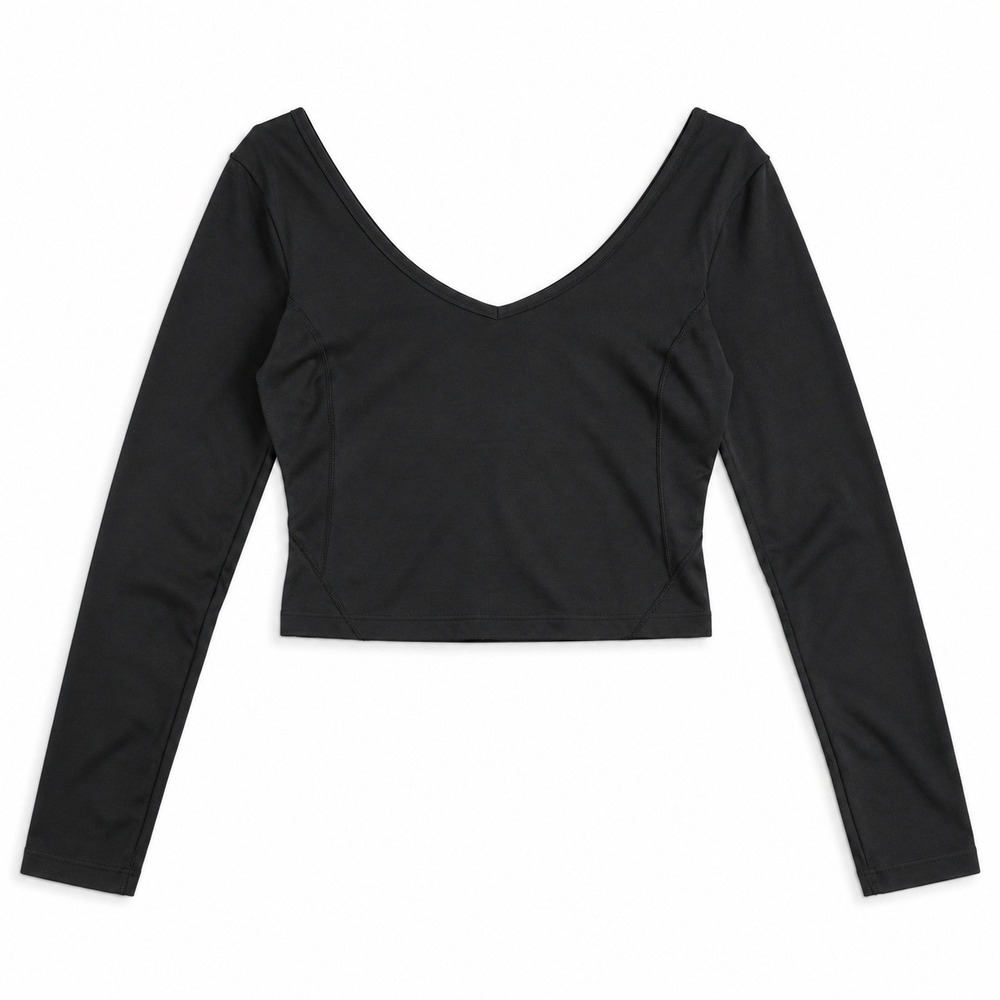 Lululemon Align Long Sleeve Crop Top Womens Size 6 Black V Neck Yoga Nulu